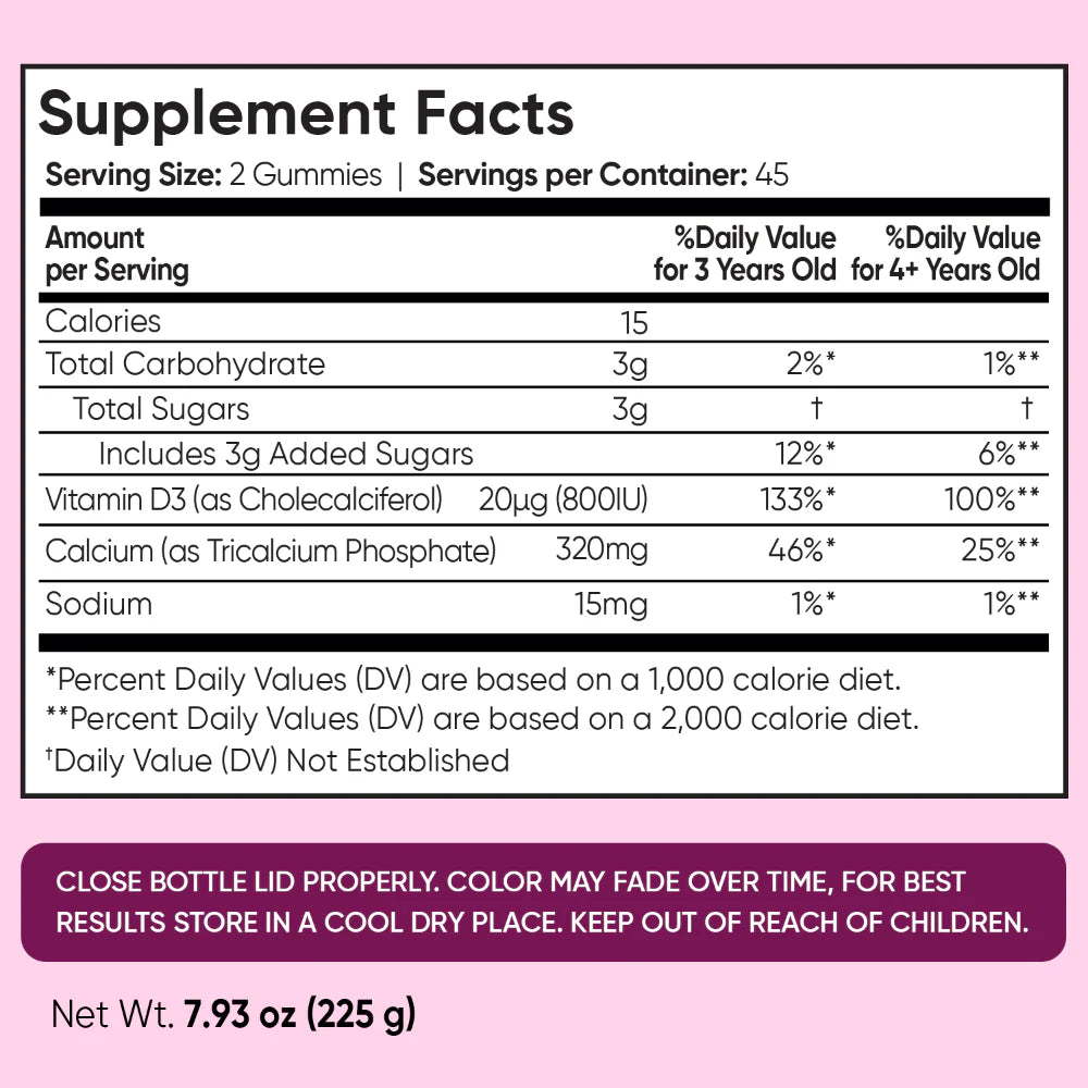 Calcium and Vitamin D3 Gummies for Kids