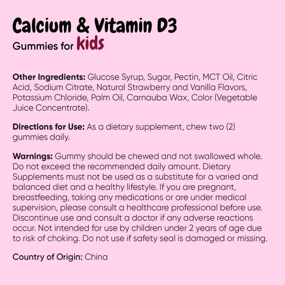 Calcium and Vitamin D3 Gummies for Kids